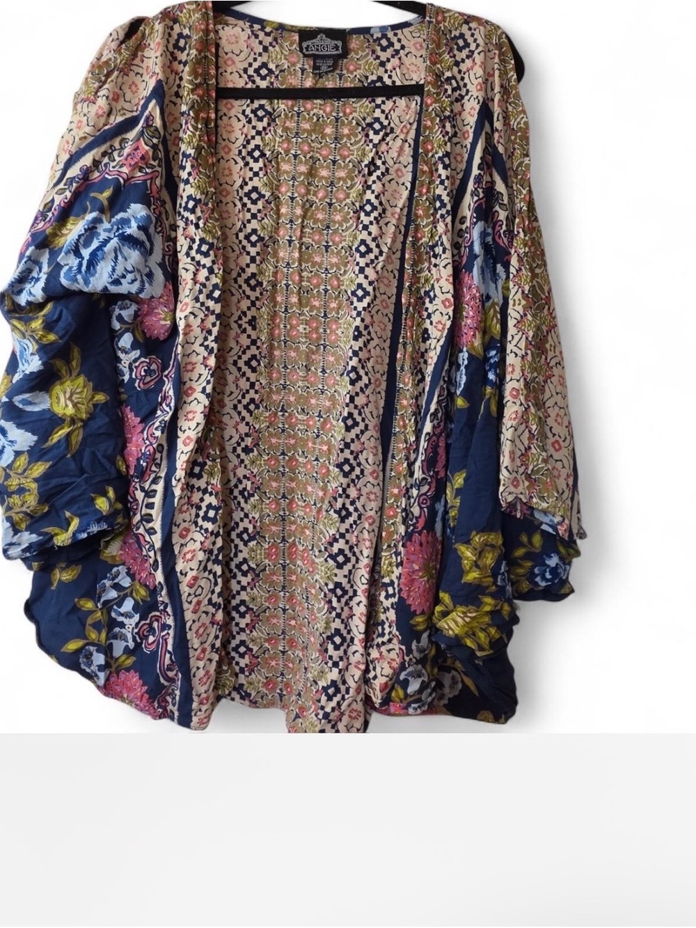 Angie Mixed Floral Patchwork Kimono - Navy, Cream & Pink